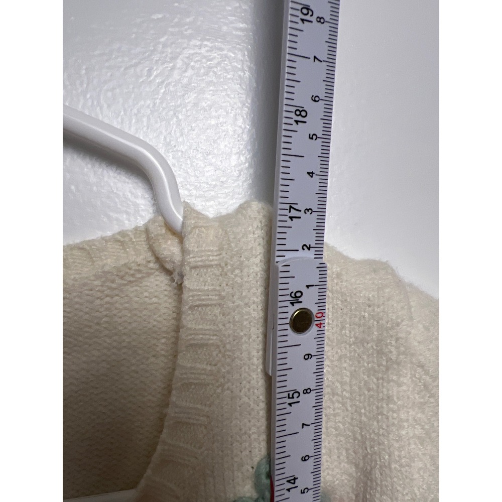 Luna Ivy Cream Strawberry 3D‎ Embroidered SS Cropped Knit Sweater M - Picture 7 of 10
